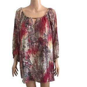 Sara Michelle Blouse Womens 2X Lightweight Abstract Pattern